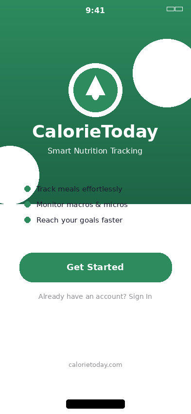 CalorieToday onboarding welcome screen